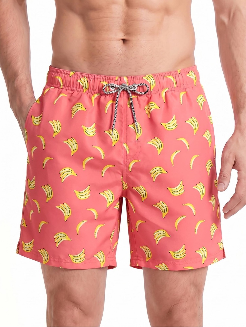 Maamgic Men's Coral Banana-Print Swim Trunks Swimsuit